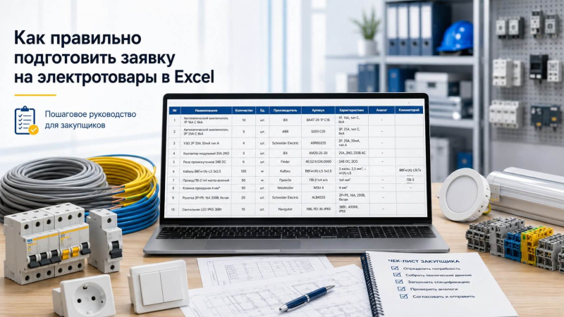 Как подготовить заявку на электротовары в Excel: обязательные столбцы и пример