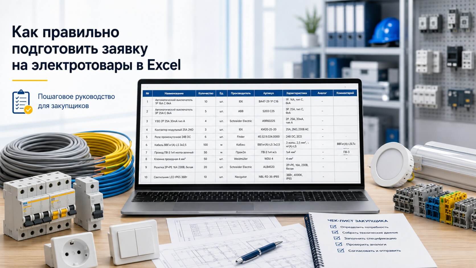 Как подготовить заявку на электротовары в Excel: обязательные столбцы и пример Как подготовить заявку на электротовары в Excel: обязательные столбцы и пример