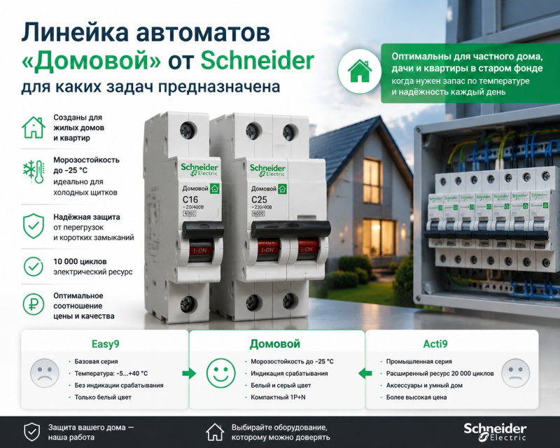 Линейка автоматов «Домовой» от Schneider