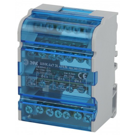 NO-224-15 ЭРА Шины на DIN-рейку в корпусе (кросс-модуль) ШНК 4х7 3L+PEN